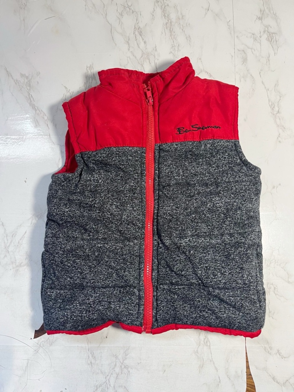 4T Ben Sherman Boys Puffer Vest Red Gray Zip Up Jacket